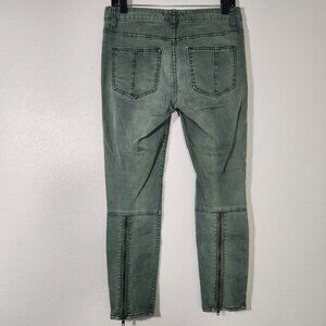 FREE PEOPLE Green Microsuede Heel Zip Skinny Pants Size 27